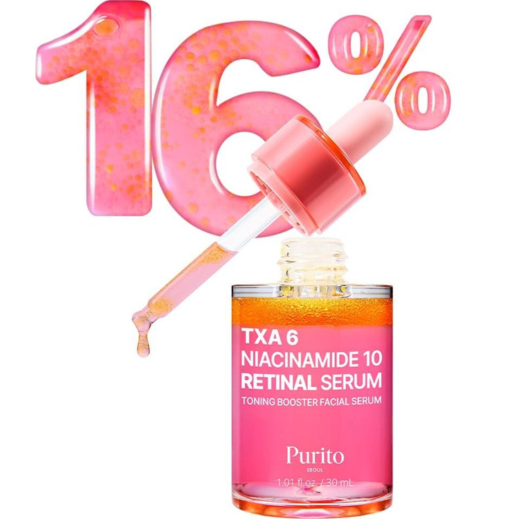 سرم پیوریتو TXA 6% نیاسینامید 10% و رتینال حجم ۳۰ میلیلیتر ضد لک و جوانساز